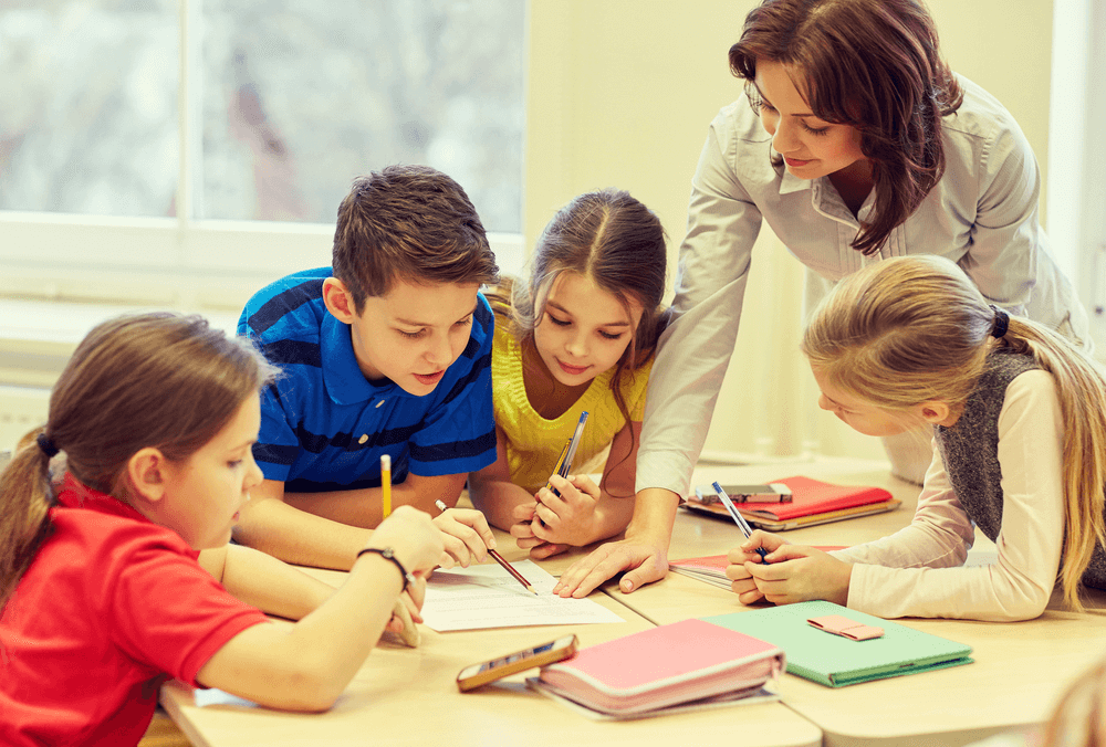 students working in group